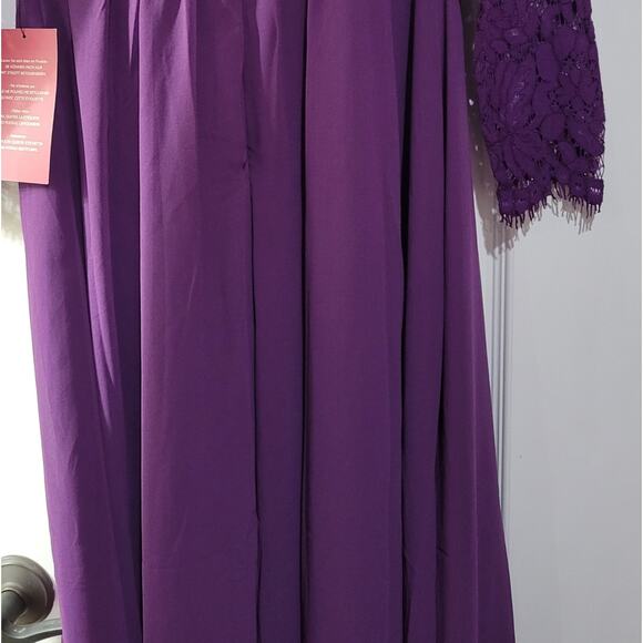 Truth & Fable | Purple Long Sleeve Lace Gown Maxi Dress Formal S - Picture 4 of 6